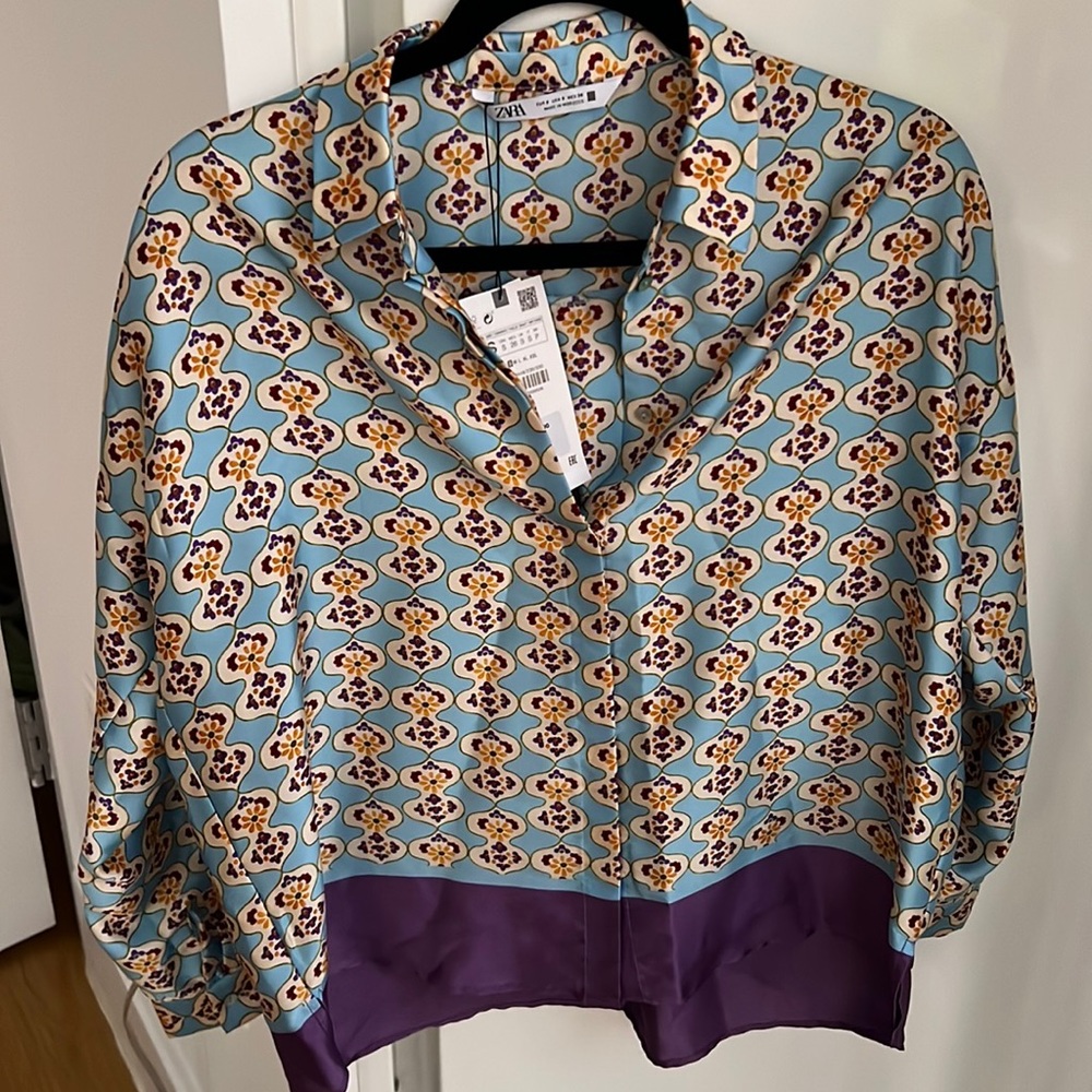 Zara Silky Patterned Top